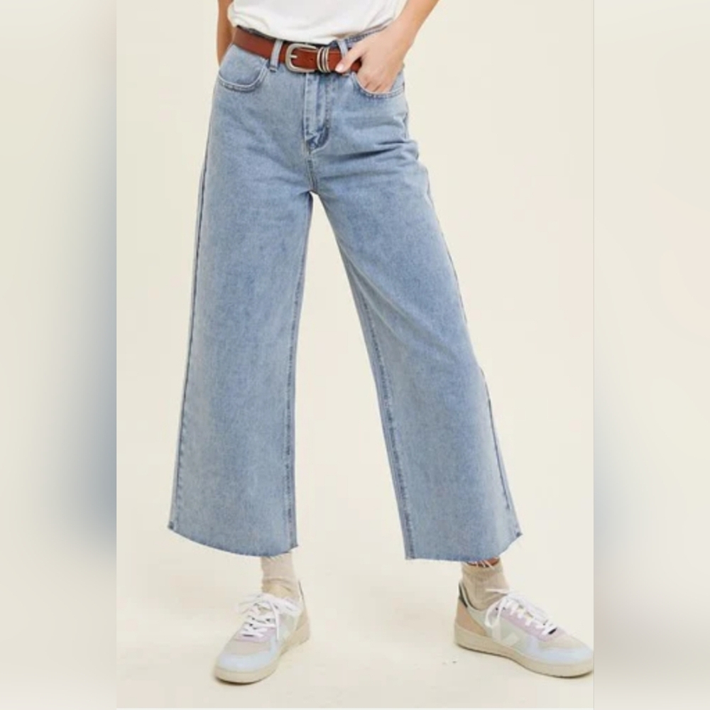Wishlist M 8-10 Light Blue Wide Leg Denim Ankle Jeans Cotton 3169-A